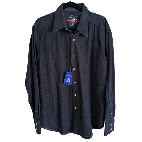 NWT Robert Graham Men's Long Sleeve Button Up Textured Black‎ Shirt Size XL - Picture 1 of 10